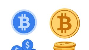 Футуристическая иллюстрация стратегий обмена BTC на стейблкоины для инвестиционного портфеля в ОлОбмен Инвестиции